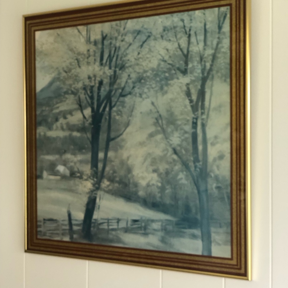Vintage 24" Framed Country Landscape Wall Art